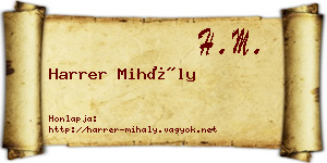 Harrer Mihály névjegykártya